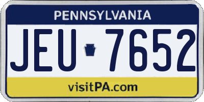 PA license plate JEU7652