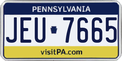 PA license plate JEU7665
