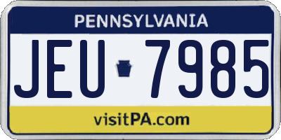 PA license plate JEU7985