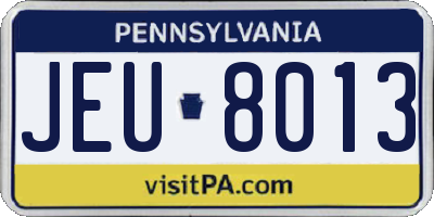 PA license plate JEU8013