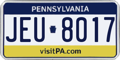 PA license plate JEU8017