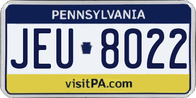 PA license plate JEU8022