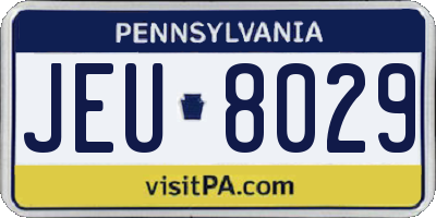 PA license plate JEU8029
