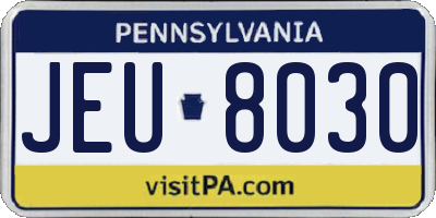 PA license plate JEU8030