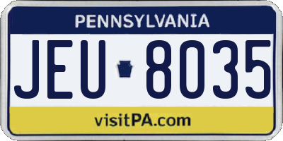 PA license plate JEU8035
