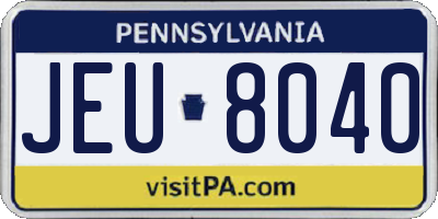 PA license plate JEU8040
