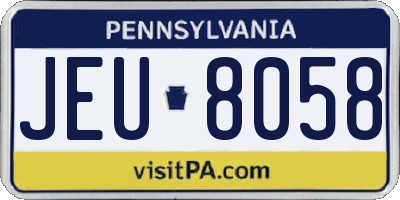 PA license plate JEU8058