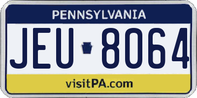 PA license plate JEU8064