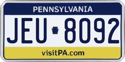 PA license plate JEU8092
