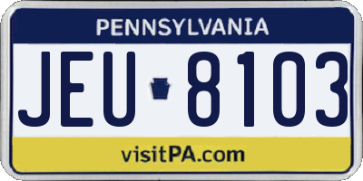 PA license plate JEU8103
