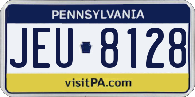 PA license plate JEU8128