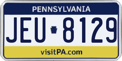 PA license plate JEU8129