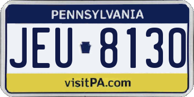 PA license plate JEU8130