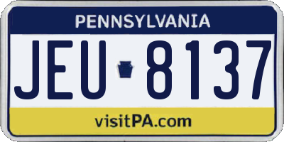PA license plate JEU8137