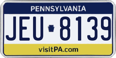 PA license plate JEU8139