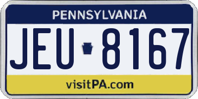 PA license plate JEU8167