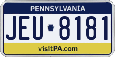 PA license plate JEU8181