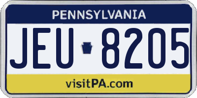 PA license plate JEU8205