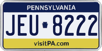 PA license plate JEU8222