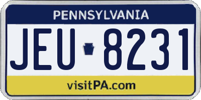 PA license plate JEU8231
