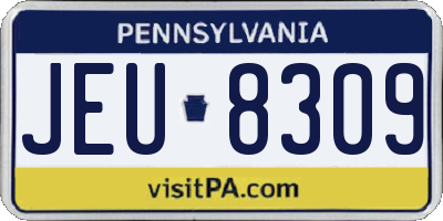 PA license plate JEU8309