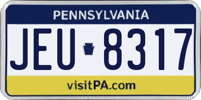 PA license plate JEU8317