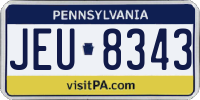 PA license plate JEU8343