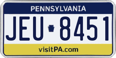 PA license plate JEU8451