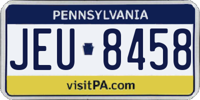PA license plate JEU8458