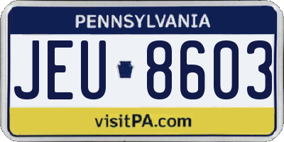 PA license plate JEU8603