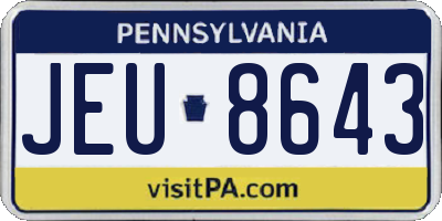 PA license plate JEU8643