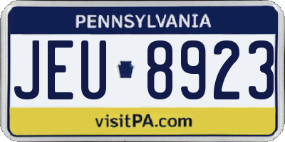 PA license plate JEU8923