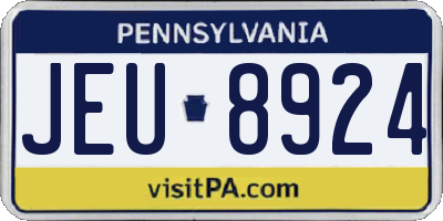 PA license plate JEU8924
