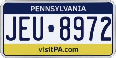 PA license plate JEU8972