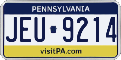 PA license plate JEU9214
