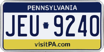 PA license plate JEU9240