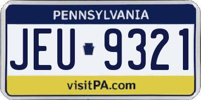 PA license plate JEU9321