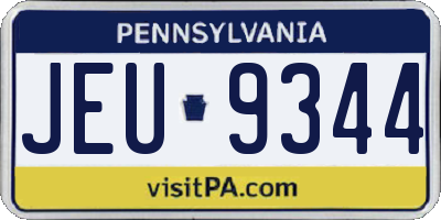 PA license plate JEU9344