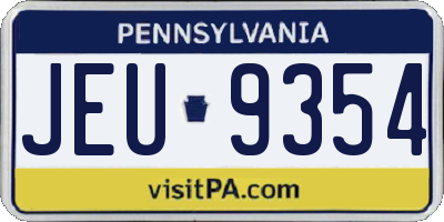 PA license plate JEU9354