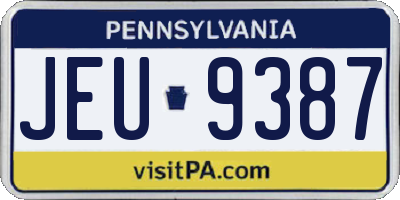 PA license plate JEU9387