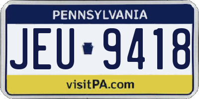 PA license plate JEU9418
