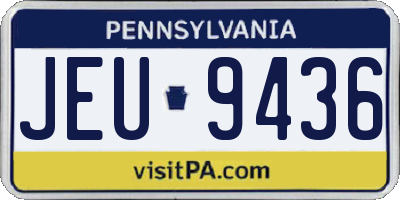 PA license plate JEU9436