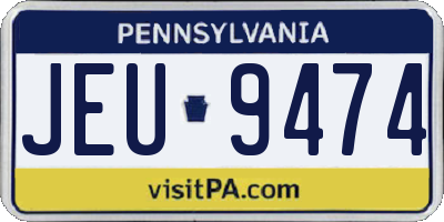 PA license plate JEU9474