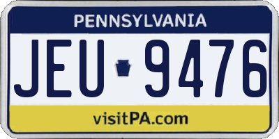 PA license plate JEU9476