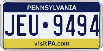 PA license plate JEU9494