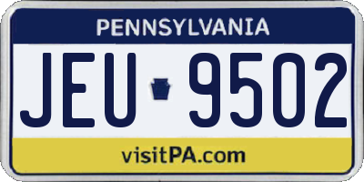 PA license plate JEU9502