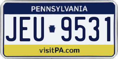 PA license plate JEU9531