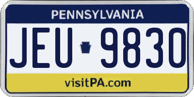 PA license plate JEU9830