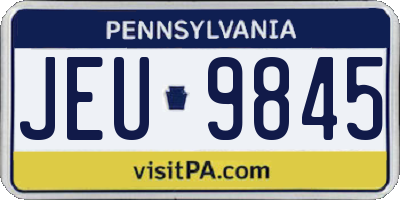 PA license plate JEU9845