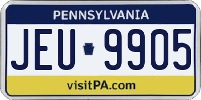 PA license plate JEU9905